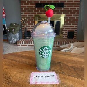 Starbucks Sparkling Green Tumbler with Cherry Top